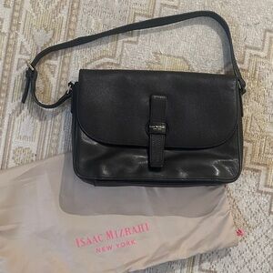 Isaac Mizrahi Black Leather Shoulder Bag